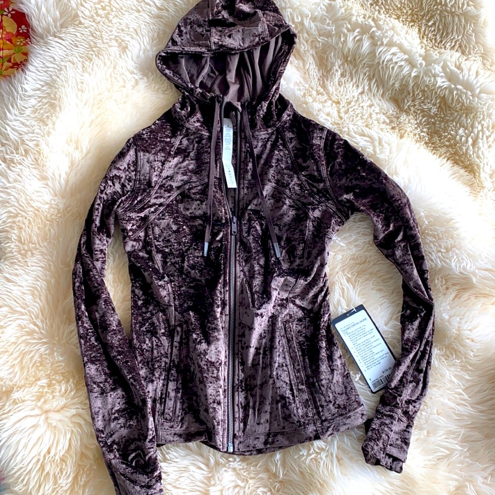 Crushed velvet hooded define jacket